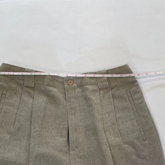 Vintage Liz Sport High Rise Pleated Neutral/Beige Linen Blend Trousers/Pants 14 - Picture 10 of 13